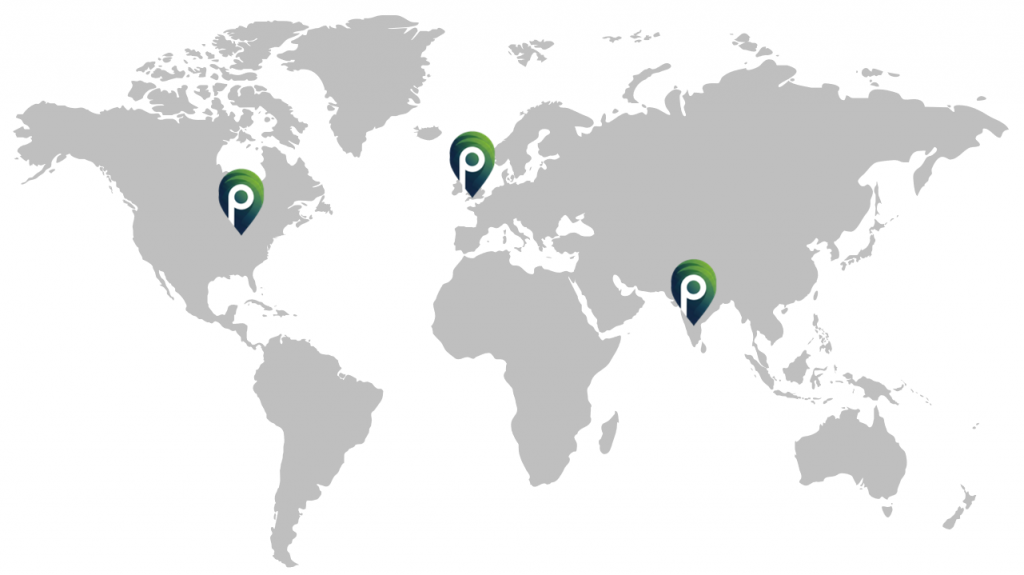 Map of the World with 3 Praxelon locations identified